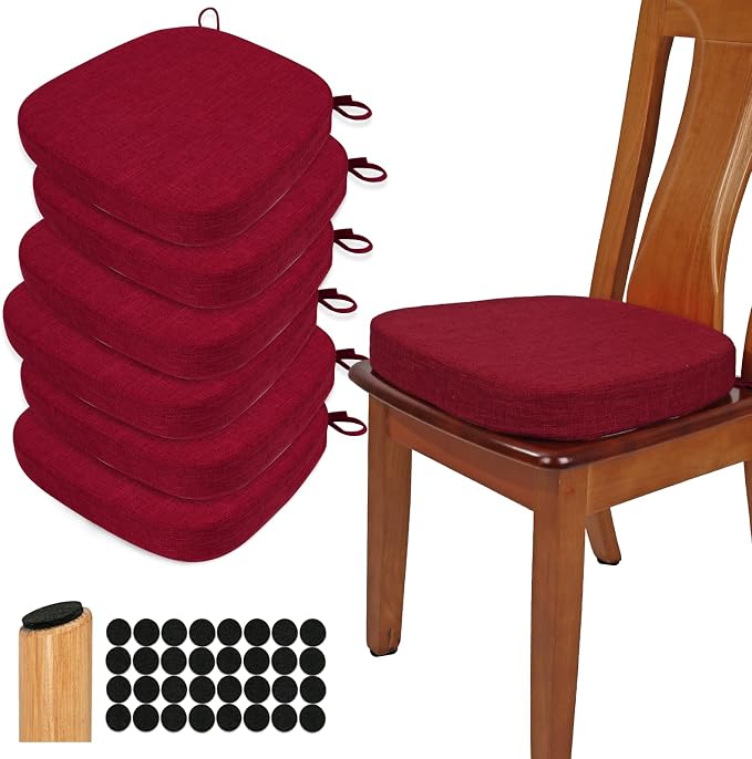 BUYUE Thickened 2.5" Dining Chair Cushions Set of 6, U-Shape High Density Foam by BUYUE