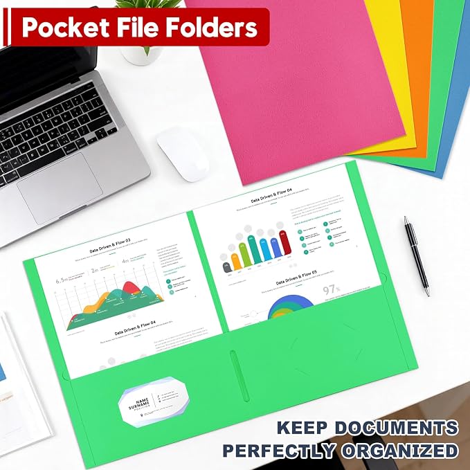 Two Pocket Folders, 125 Pack Bulk Letter Size 8.5" x 11" Folders - Image 3