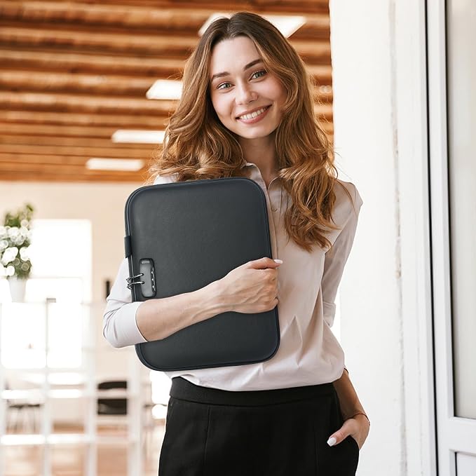 Fireproof Document Box with Lock, Waterproof Hard-Shell File Organizer with - Image 2