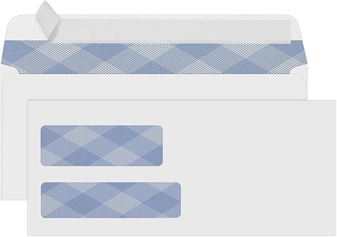 500#9 Double Window Security Envelopes, PANDRI NO.9 Self Seal White Envelopes by PANDRI