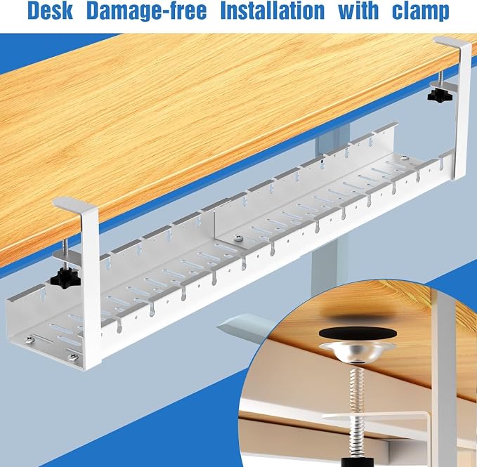 No Drilling Extendable Under Desk Cable Management, Metal Cable Management Tray - Image 3