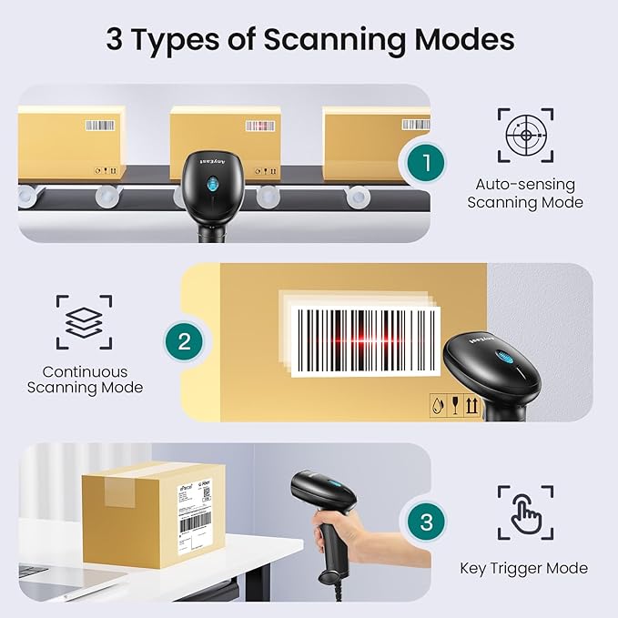 Barcode Scanner with Stand, USB Wired Inventory 2D 1D QR Code Scanner - Image 4