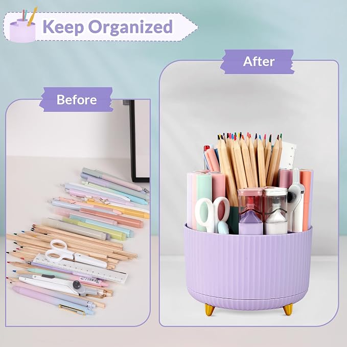 SKYDUE 2 Pack Pen Holder, 360 Degree Rotating Pencil Holder - Image 5