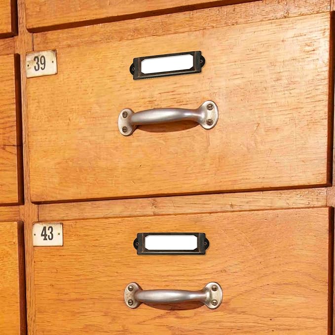 60 Pcs Antique Label Holder, 2.3 Inch, Office File Cabinet Shelves Drawer - Image 7