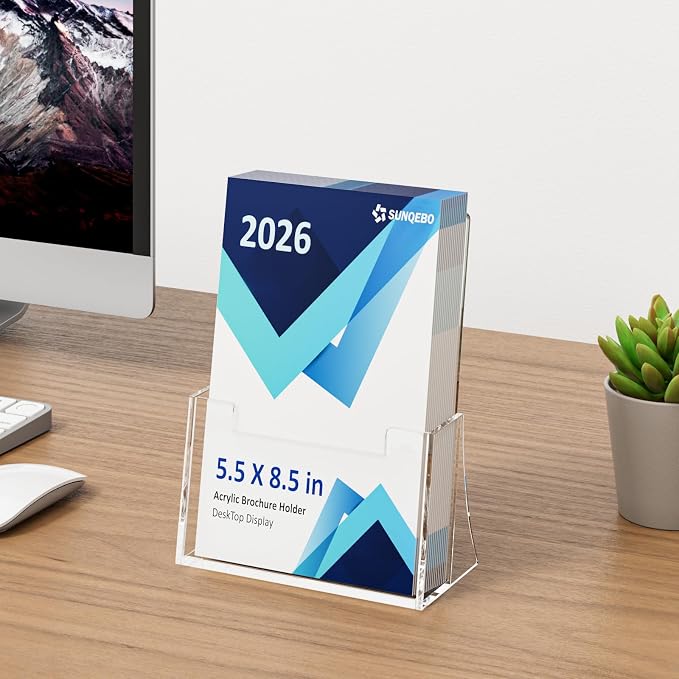 Acrylic Brochure Holder 8.5 x 5.5 Inch 6 Pack, Plastic Display Stands - Image 4