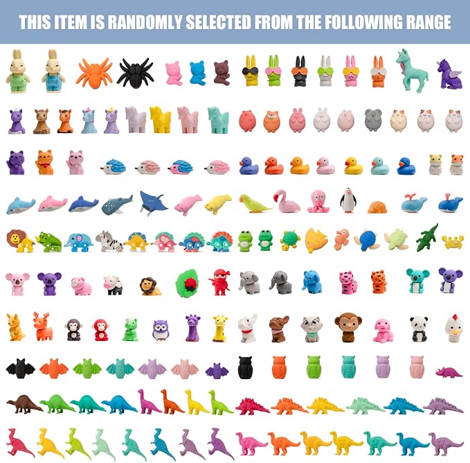 132pcs 3D Cute Kids Erasers, Random Desktop Pet Toys Gifts, Classroom Rewards - Image 6