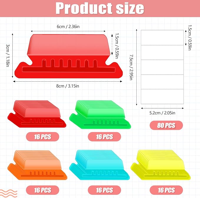 80 Pcs Hanging File Folder Tabs and 80 Pcs 2 Inch Inserts Labels, Plastic File - Image 2