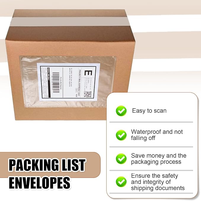 Cholemy 200 Pcs 9.5 x 12 in Clear Packing Slip Pouches Shipping Label Sleeves - Image 6
