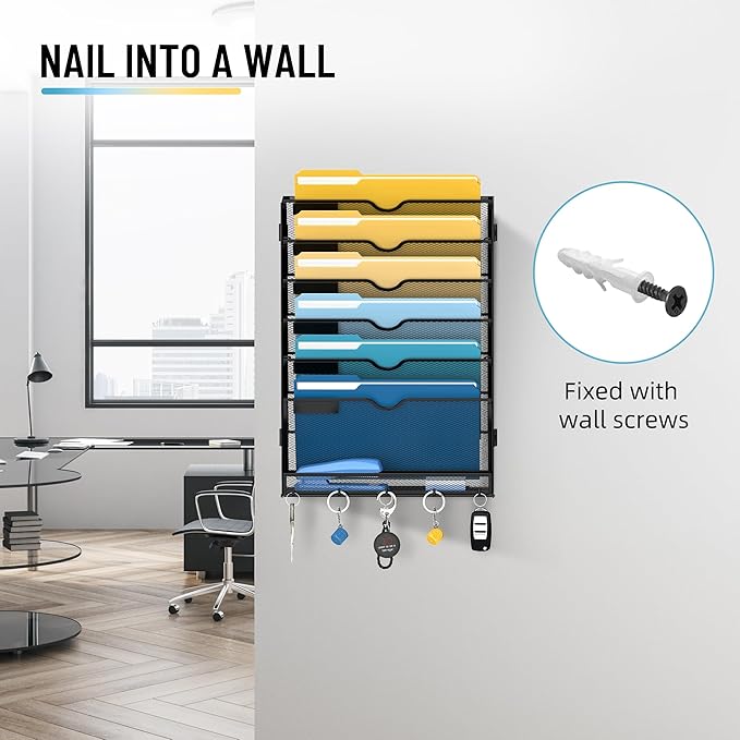 SUPEASY 7-Tier Mesh Wall File Holder, Hanging Wall File Organizer, Office - Image 6