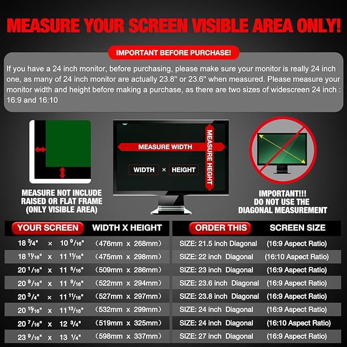 Computer Privacy Screen Filter for 23.8 Inch 16:9 Widescreen Monitor, - Image 2