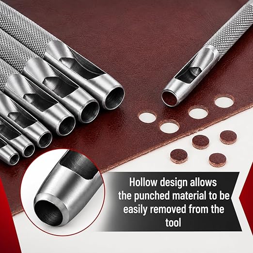 UNCO- Hollow Leather Hole Punch Set, 2.5mm-10mm, Carbon Steel Leather Hole - Image 5