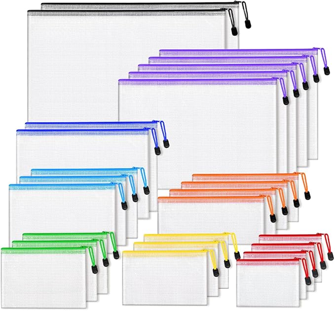26pcs Mesh Zipper Pouch Bags, 8 Sizes Plastic Zippered Storage Bags by Unknown