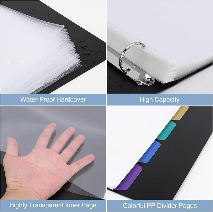 Uquelic 50-Pocket Binder with Plastic Sleeves - Image 3