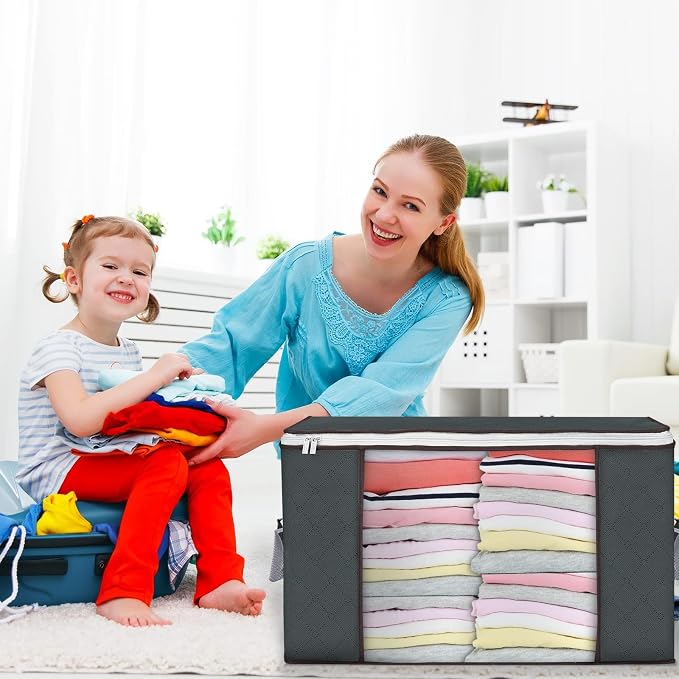 Budding Joy 90 L Large Storage Bags, 10 Pack Clothes Storage Bins Foldable - Image 7