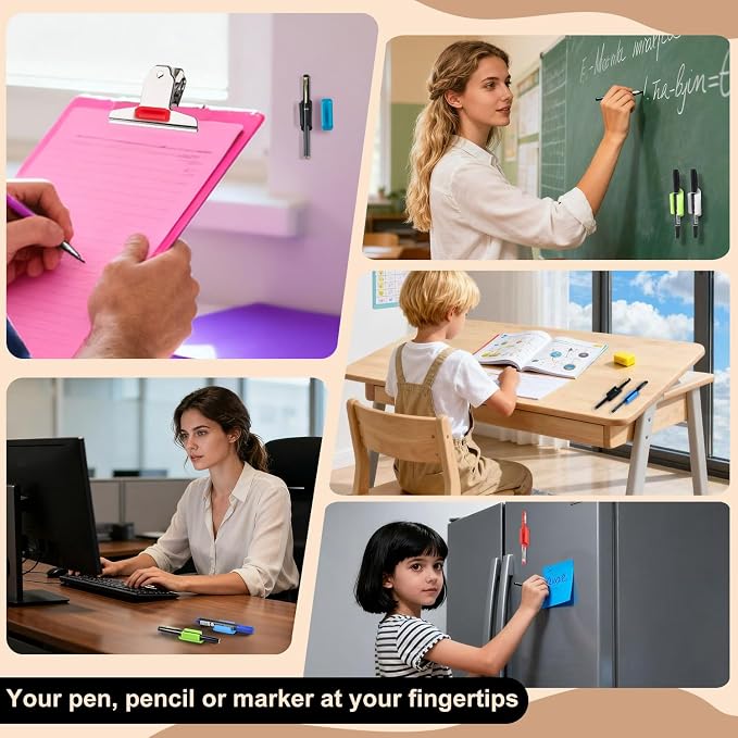 20 Pack Silicone Pencil Holders, Adhesive Pen And Marker Holders，Colorful | - Image 2