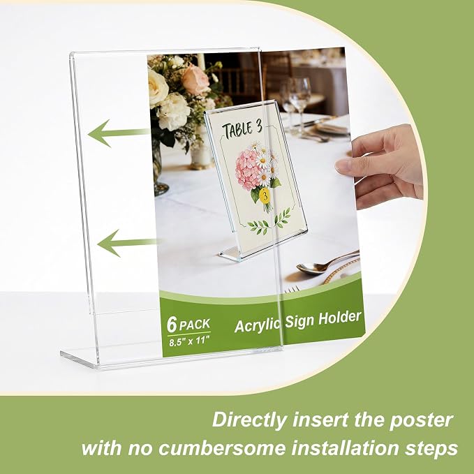 3 Pack Acrylic Sign Stand Holders, 8.5 x 11 Clear Plastic Table Paper Display - Image 4