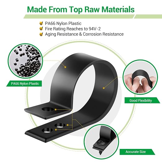 Cable Clips for Cable Management Cord Organizer, 6 Sizes 300 PCS Nylon R-Type - Image 4