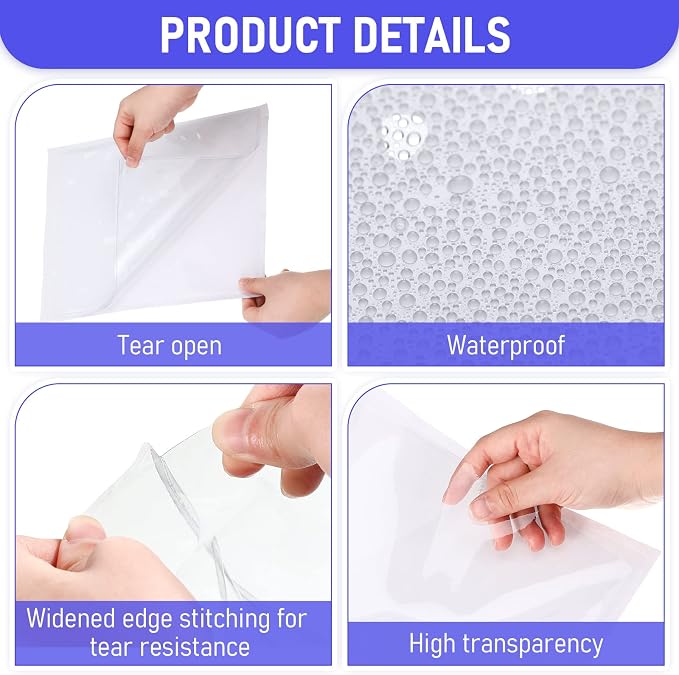 Outus 60 Pcs Self Adhesive Shop Ticket Holders Clear Plastic Sleeves Adhesive - Image 6