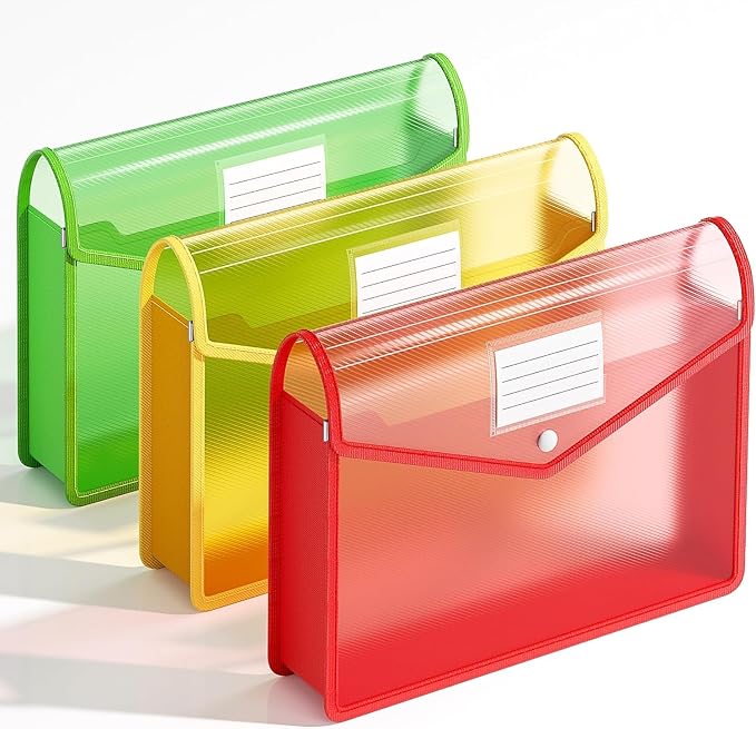 3 Pack Plastic Expanding File Folder, Transparent Envelopes by XingDuing