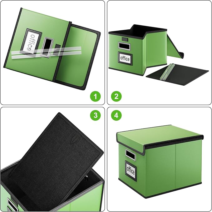 Portable Leather File Organizer Storage Boxes, Collapsible File Folder - Image 7