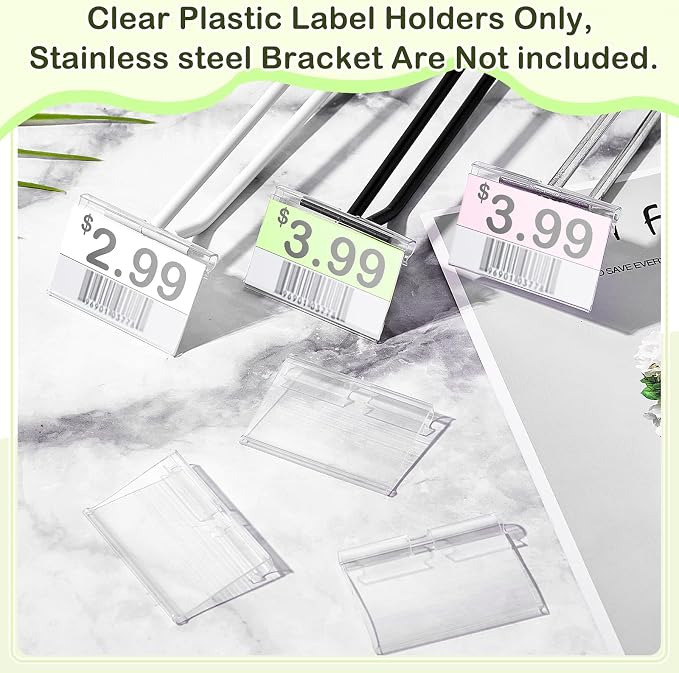 Tatuo 600 Pcs Reusable Plastic Wire Shelf Label Holders, Price Card Sign - Image 7