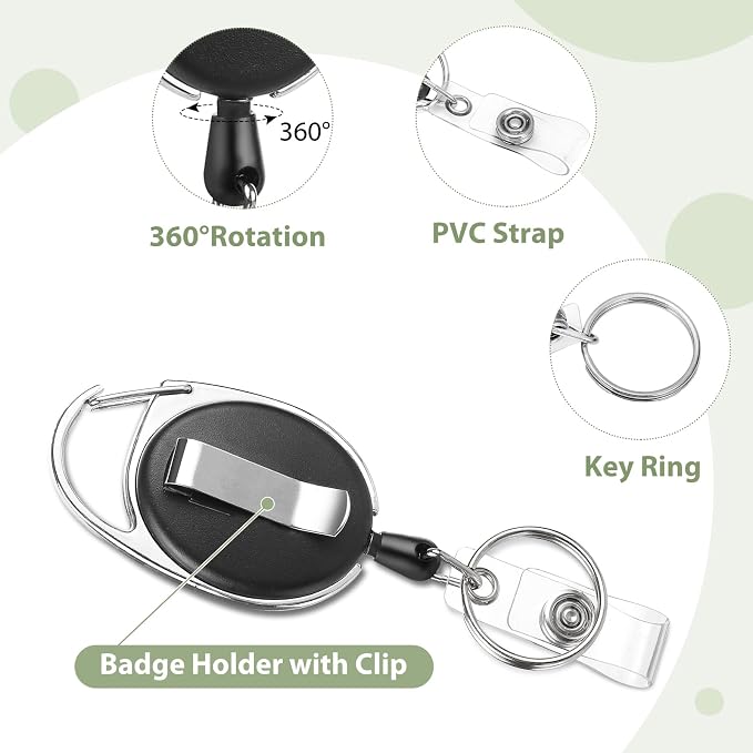 2 Pack ID Badge Holder with Badge Reels Retractable Clip Heavy Duty Horizontal - Image 3