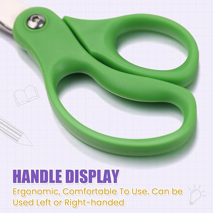 BURVAGY 10 Packs 5" Small School Student Blunt Tip Craft Kids Scissors - Image 5