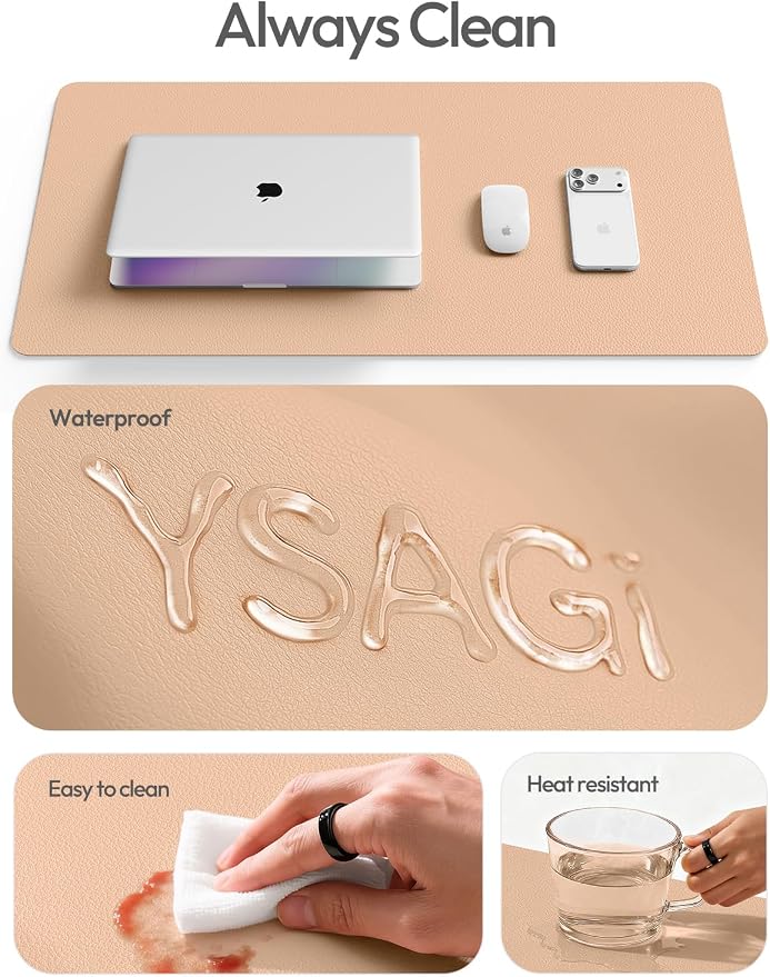 YSAGi Leather Desk Protector, Office Mat, Large Mouse Pad, Non-Slip PU Leather - Image 7