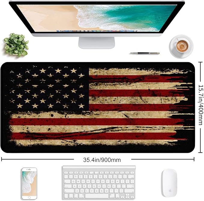 Retro American Flag XL Gaming Mouse Pad - Image 2