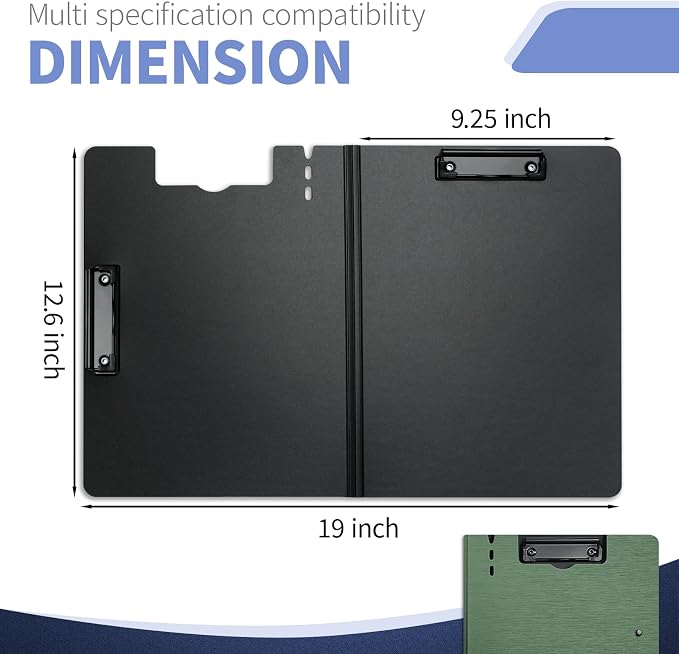 Clipboard Folder, with Dual Metal Clips, Embossed-Texture, Folding 360° Rotating - Image 2