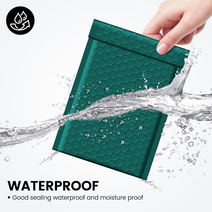 Fuxury Forest Green Bubble Mailers 4x8" Usable Size 4x7" Padded Envelopes | 100 - Image 4