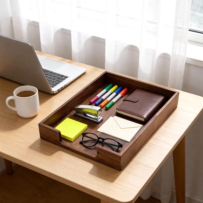 Bamber Wood Letter Tray Wooden Desk Organizer Paper Document File Tray - Image 5