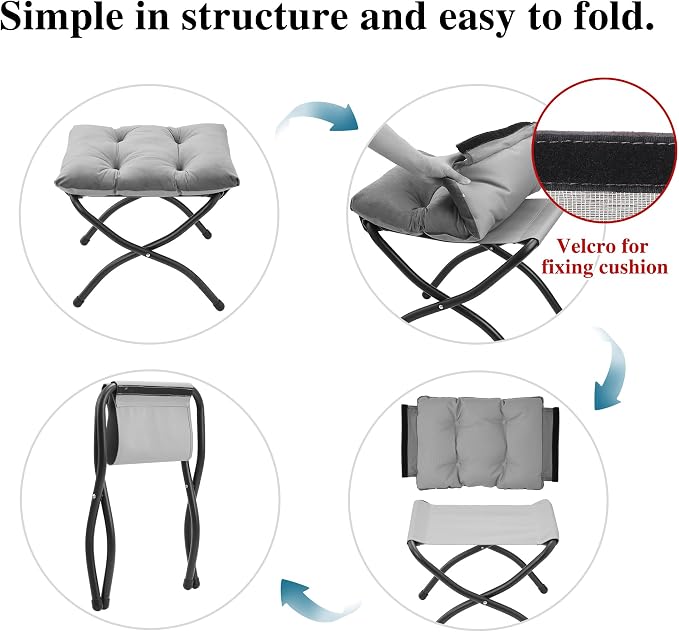 15" Folding Ottoman, Foldable Footrest Stool, Portable Small Foot Stool - Image 8