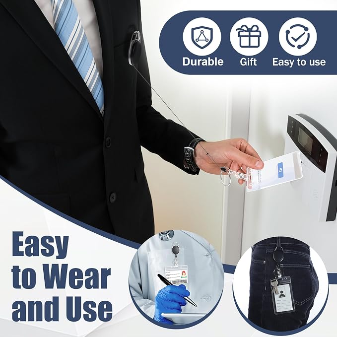 Honoson 170 Pcs Heavy Duty Retractable Badge Reels Batch ID Badge Holder - Image 4