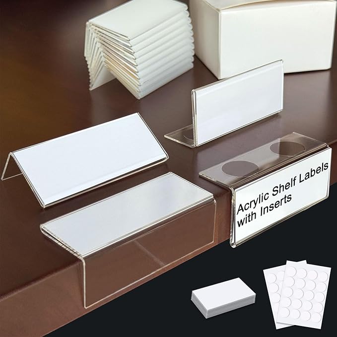 ChanQnTon Acrylic Shelf Labels, L-Shape Book Shelf Labels, Price Tags, Sign by ChanQnTon