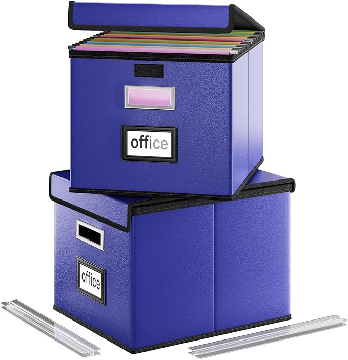 Portable Leather File Organizer Boxes by Huolewa