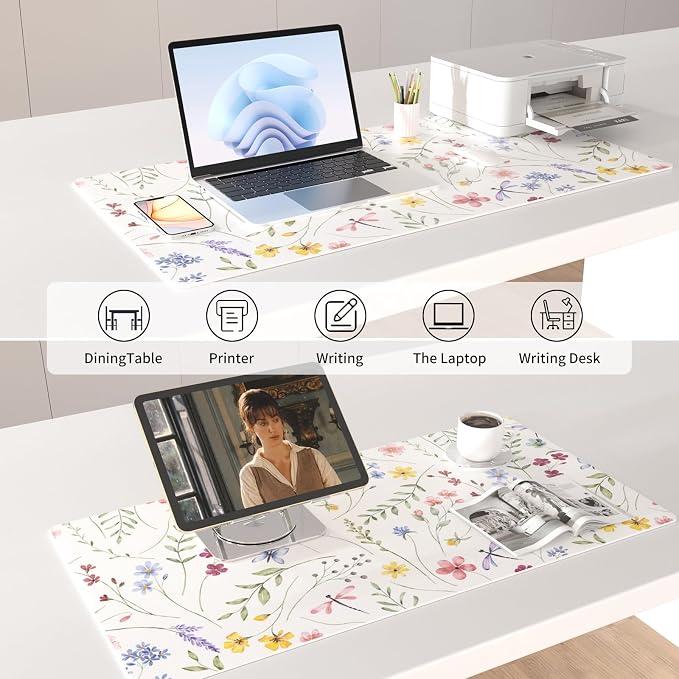 Colorful Star Large Mouse Pad, Floral Waterproof Office Desk Mat, Non-Slip - Image 4