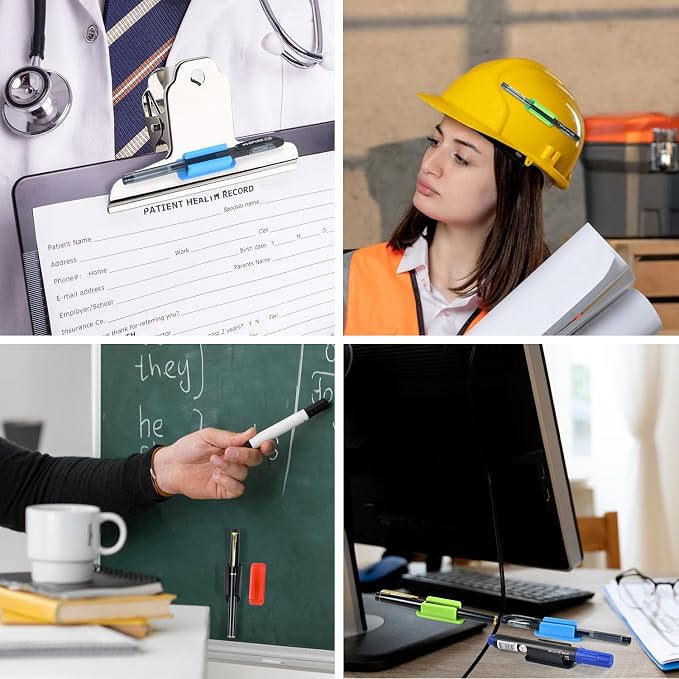 20 Pack Adhesive Silicone Pen Holders, Clipboards, Classroom And Office; - Image 4