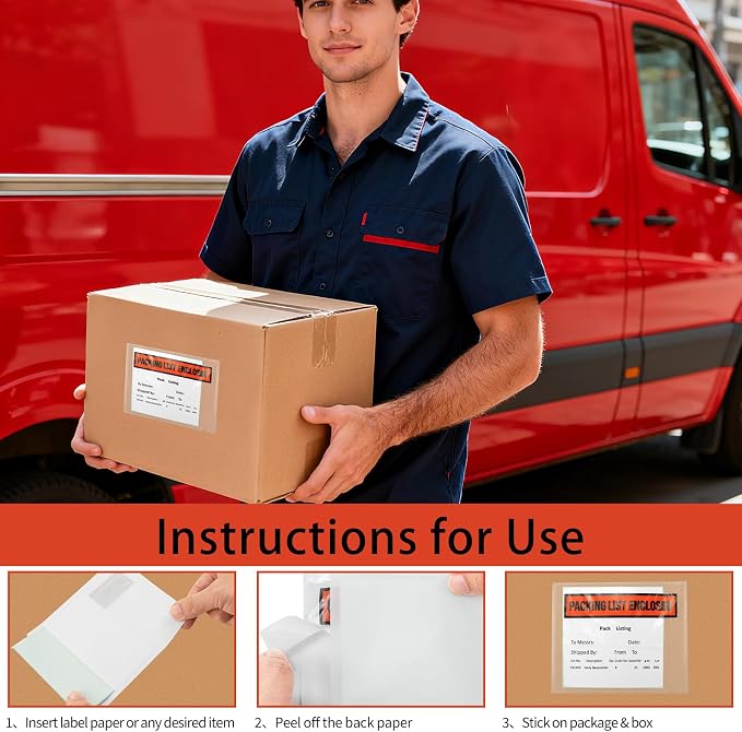 1000 Pack Packing List Envelopes, 4.5" x 5.5" Clear Shipping Label Envelope - Image 5