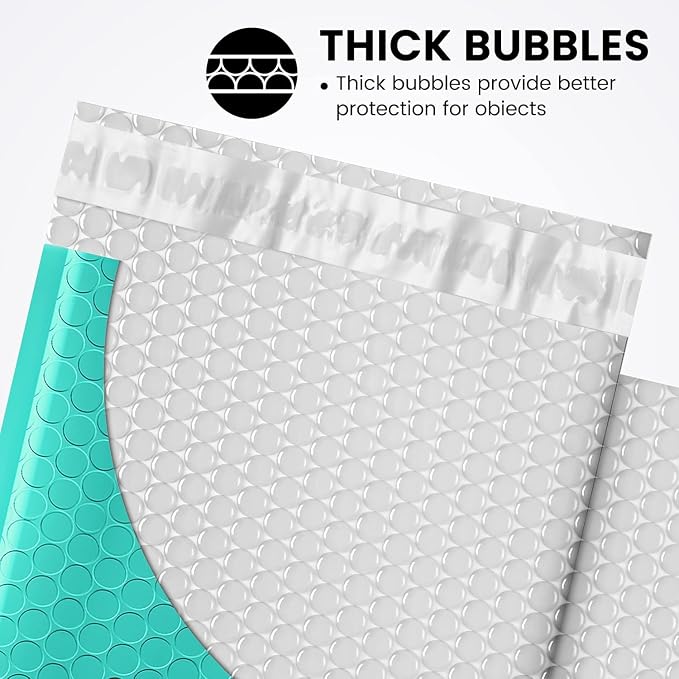 Fuxury Bubble Mailers 6x10“ 600 Pack Teal Padded Envelopes Usable Size 6x9" - Image 3