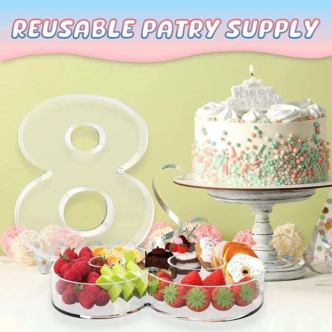 11" Acrylic Number Charcuterie Board Box, Reusable Fillable Number Cake Candy - Image 5
