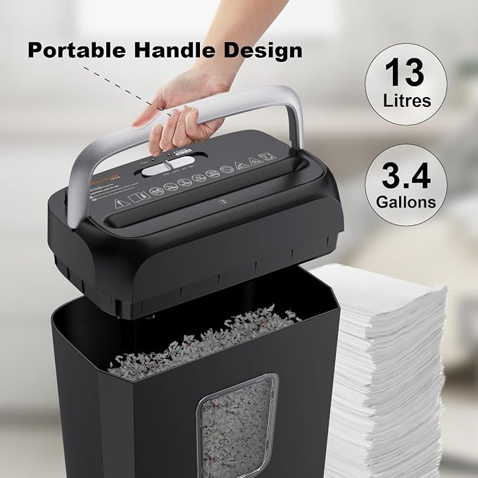 Bonsaii Paper Shredder for Home Use, 3.4 Gal Wastebasket, 6 Sheet Crosscut - Image 6