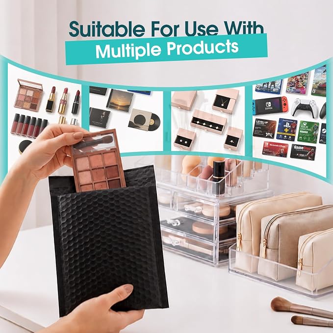 Fuxury Bubble Mailers 6x10“ 600 Pack Black Padded Envelopes Usable Size 6x9" - Image 3