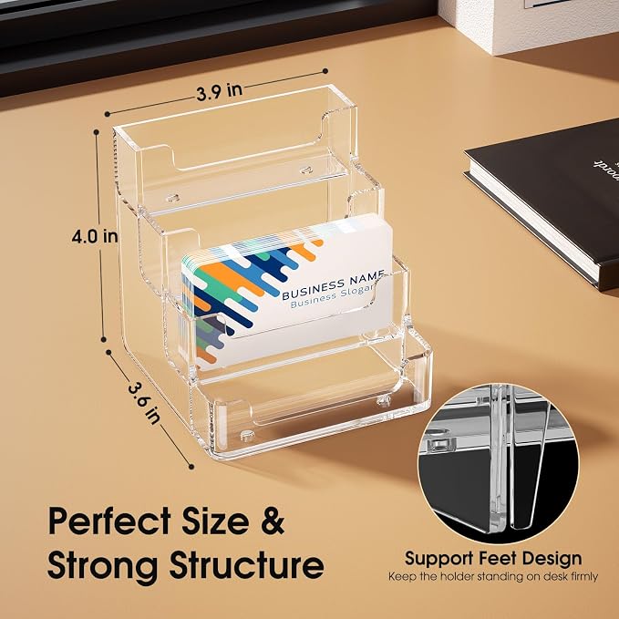 MaxGear Acrylic Business Card Holder, 320 Cards Capacity, 4 Pocket, 2 Pack | - Image 3