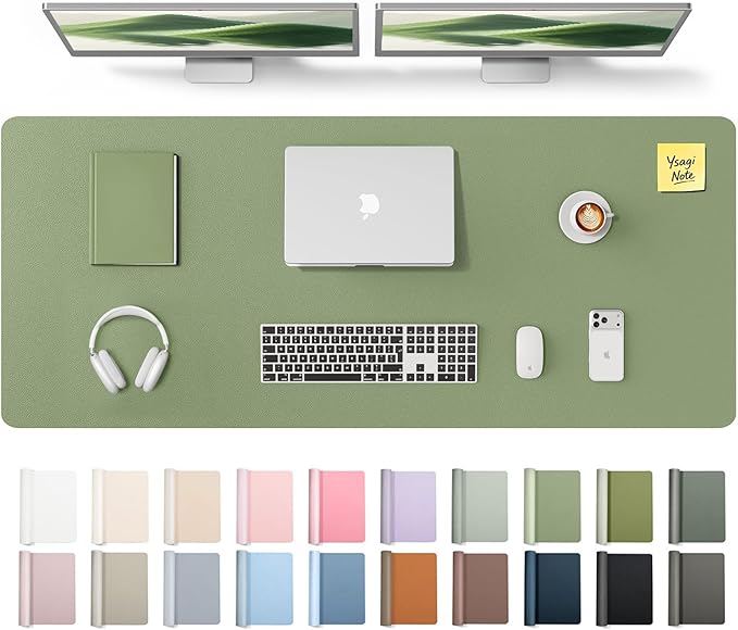 YSAGi Leather Desk Pad Protector, Office Desk Mat, Large Mouse Pad, Non-Slip PU by YSAGi