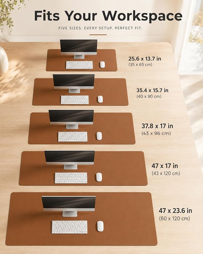 Aothia Double-Sided Desk Pad, 37.8"x17" Leather Desk Mat, Eco Cork Desk Pad - Image 4