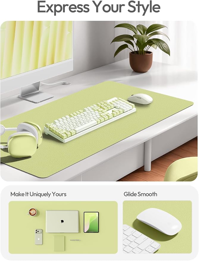 YSAGi Leather Desk Pad Protector, Office Desk Mat, Large Mouse Pad, Non-Slip PU - Image 2