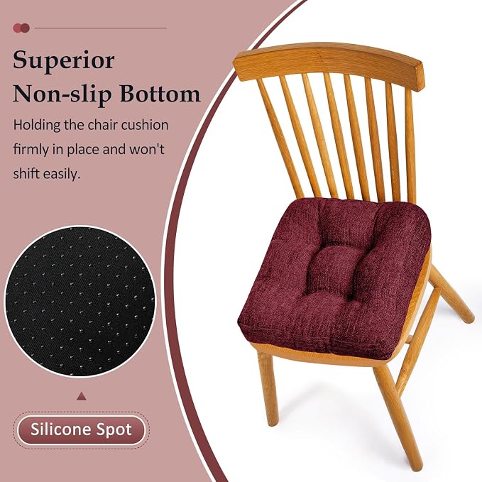 downluxe Chair Cushions for Dining Chairs 2 Pack, Tufted Indoor Chair Pads - Image 3