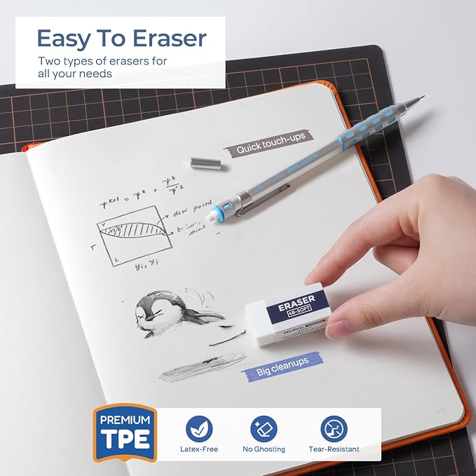 Nicpro Blocky Gear 0.5 mm & 0.7 mm Mechanical Pencils Set in Case, Metal Pencil - Image 3