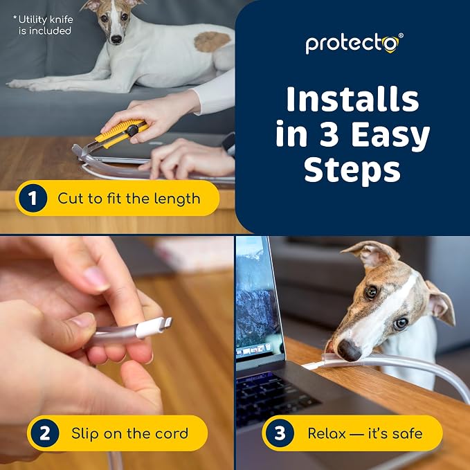 PROTECTO 2-Pack Heavy Duty Cord Protectors from Pets No Chew Solution, 10ft - Image 7